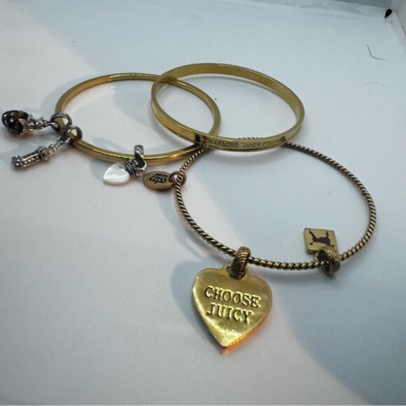 Juicy Couture Vintage Y2K NEW Charms Bangles Bracelets 3 Gold Silver Heart Dog - Picture 8 of 15